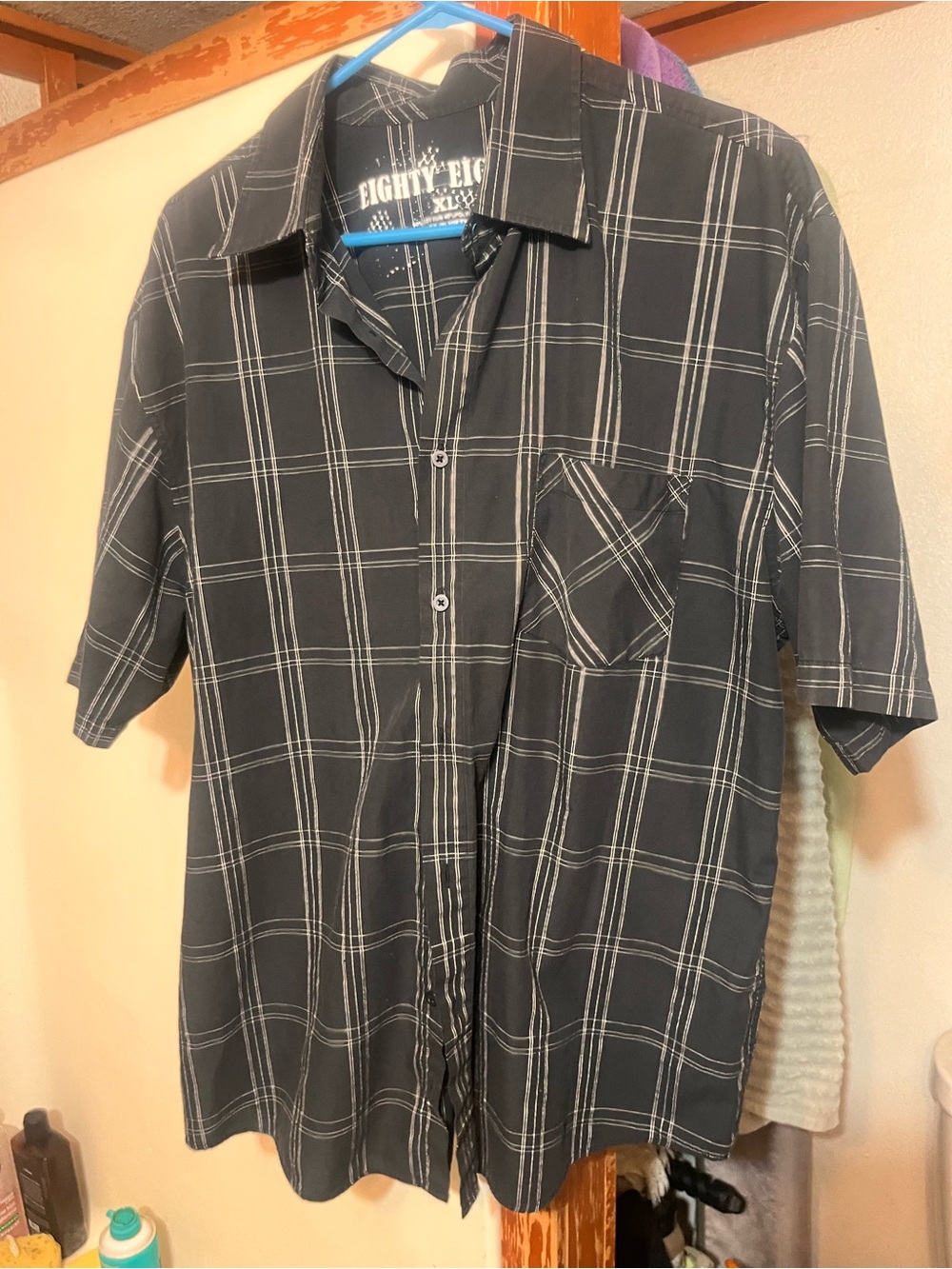 Eighty Eight Black Plaid Short-Sleeve Button-Down Shirt